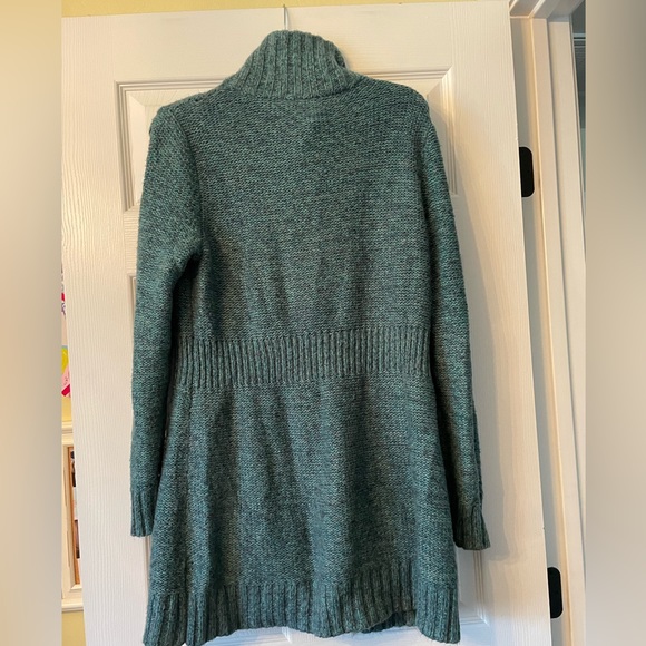 Merona XL Heather Teal Mock Neck Button Up Sweater - Picture 2 of 5